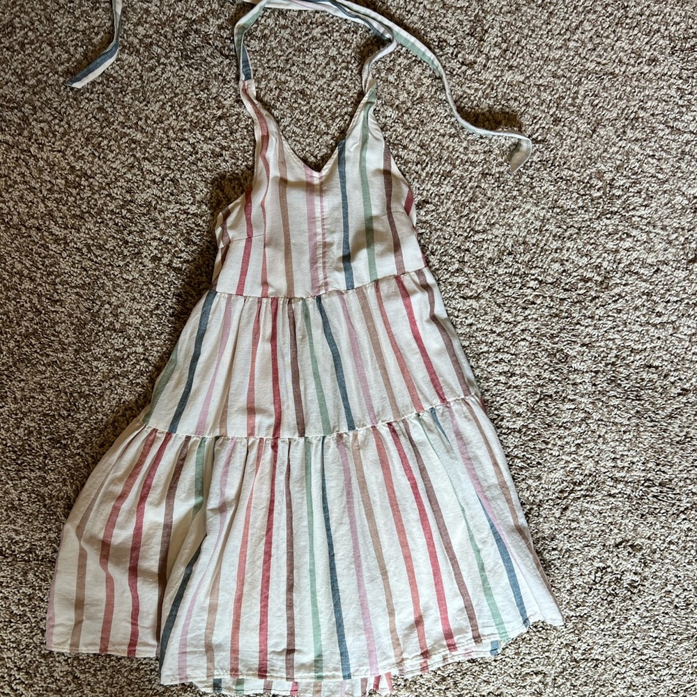American Eagle halter tie neck stripped dress